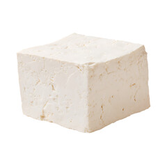 Isolated block of white soft food Its texture appears slightly rough with some variations on the surface Good source of protein