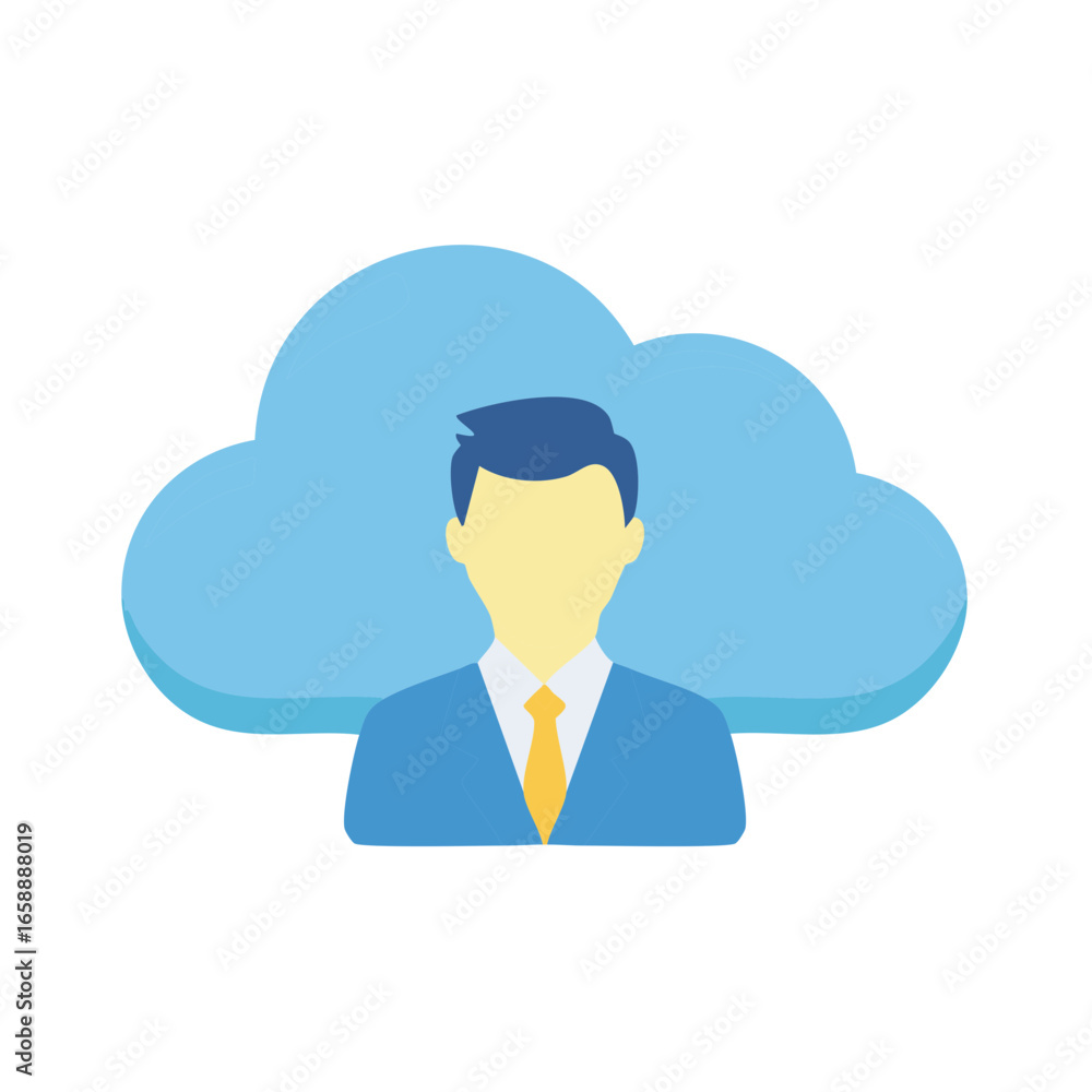 Aufkleber stylized business person and cloud computing icon for network connection