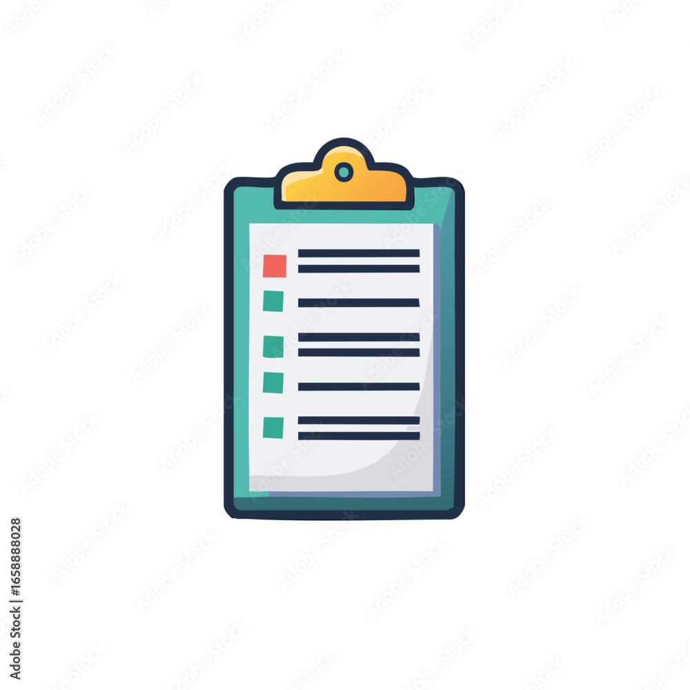 Aufkleber task list on clipboard with checkboxes and lines for tracking progress or completion