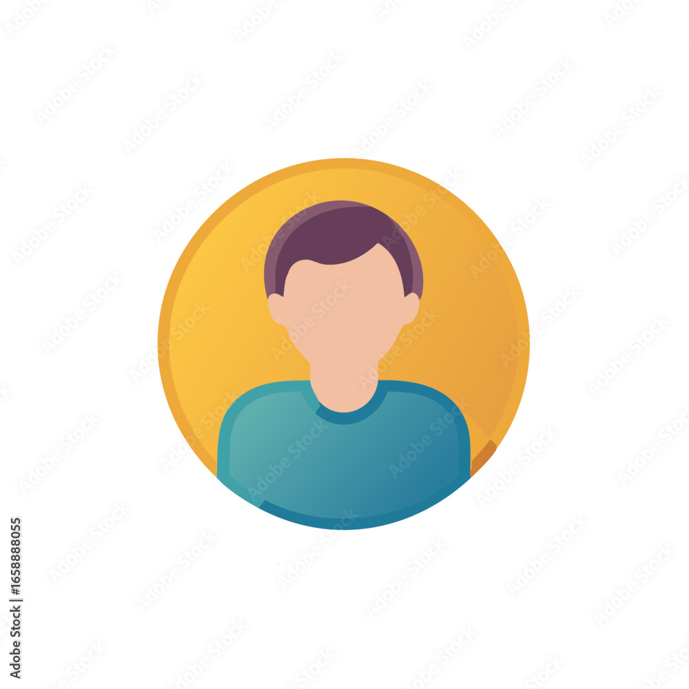 Poster faceless man icon person in circle simple vector art style gradient
