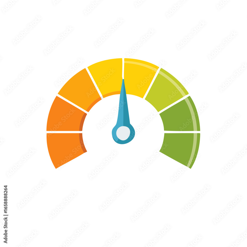 Poster performance gauge graphic showing progression with arrow pointer indicator
