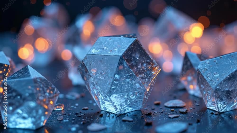 Poster mesmerizing abstract crystal forms glowing with ethereal light creating a sense of wonder and myster