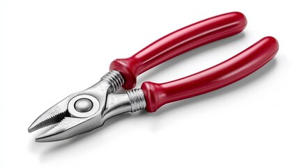 Fototapeta premium Pliers with red rubber grips placed on a clean surface for tools display