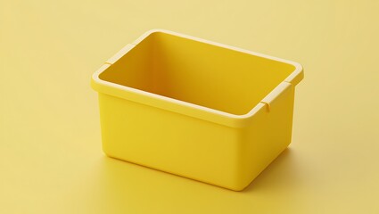Empty Rectangular Yellow Plastic Container with Rounded Edges