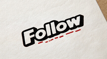 Minimalist retro design featuring the word Follow in bold letters on a neutral background