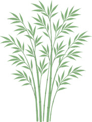 Fototapeta premium A serene landscape features a bamboo grove swaying gently in the breeze. The slender stalks and lush green leaves create a rhythmic pattern, embodying