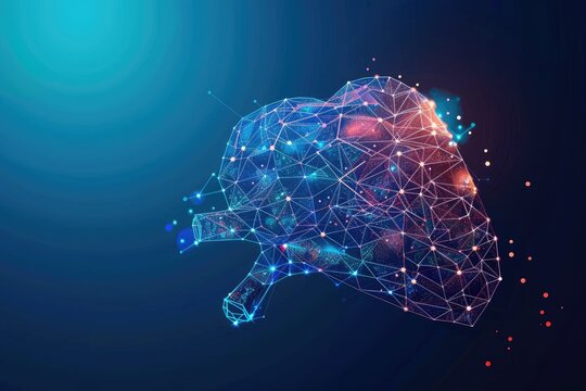 Digital Heart Model, Medical Research, Blue Background, Data Visualization