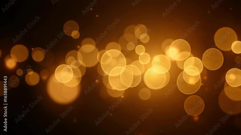 Poster golden bokeh light particles shimmer and float against a dark backdrop, creating a magical and festi