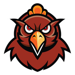 Furious turkey head mascot logo design with arched neck and bold features