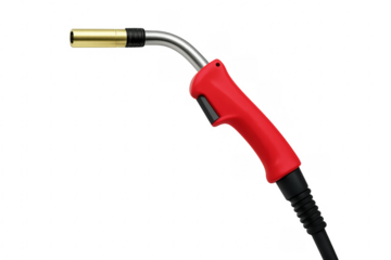 Red mig welding gun on transparent background