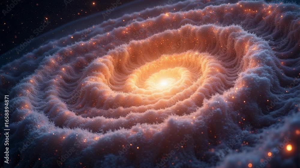 Poster dynamic glowing cosmic spiral creates a sense of wonder and discovery perfect for space exploration 
