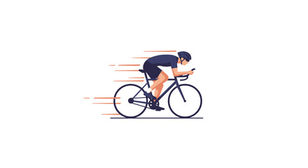 Dynamic cyclist in aerodynamic pose races forward with speed lines conveying motion and determination