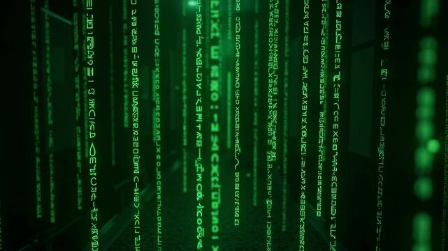 Cyberpunk Matrix streaming code background for modern tech, software and metaverse concept, digital rain effect, virtual reality backdrop
