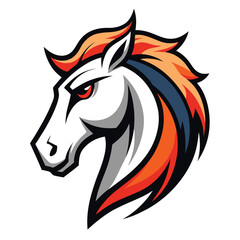 Dynamic and powerful horse head mascot logo design featuring a flared nostril for sports and brands