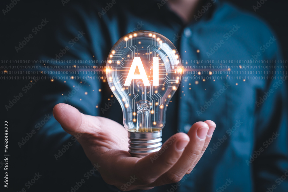 Aufkleber artificial intelligence ai technology concept lightbulb innovation idea future digital transformatio