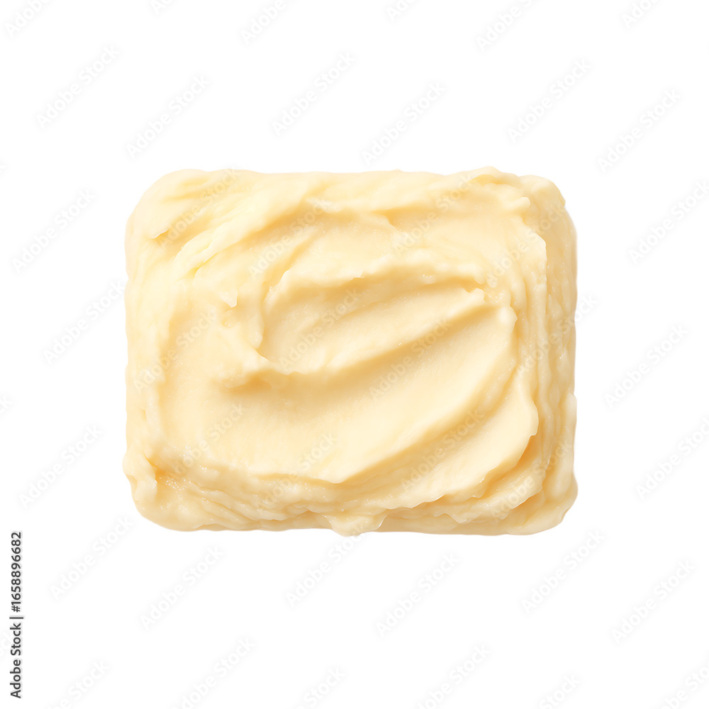 Poster creamy rectangular dairy confection with rippled top surface casting light shadow on a dark backgrou