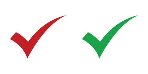 Red and Green Check Marks on Transparent Background © Moin