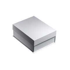 Fototapeta premium Elegant silver gift box with lid presented for premium product packaging and luxury gifting occasions, ready for branding and customization
