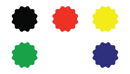 Colorful Starburst Shapes in Red Yellow Green White and Blue on transparent background