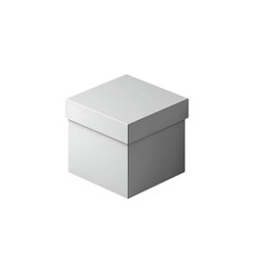 Sleek, modern white gift box with lid presented from a dynamic isometric angle, perfect for product packaging, branding, or e-commerce concepts, ready to be customized with any design.