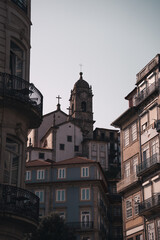 Naklejka premium Beautiful historic architecture and buildings in Porto, Portugal. European city facade