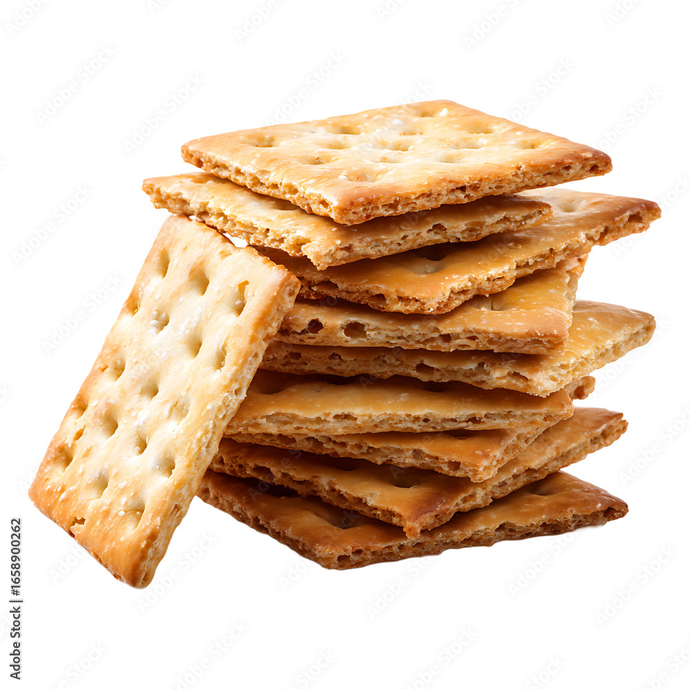 Poster stack of cracker squares on a dark background crisp baked snack perfect for cheese hummus or dips sa