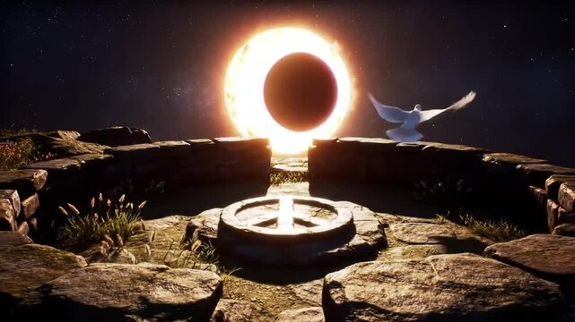 Lunar Eclipse Peace Offering: Dove and Ancient Altar