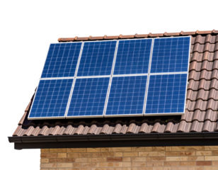 Rooftop Solar Panels Installed on Residential House, Front View