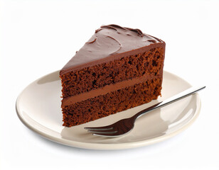 Delicious Chocolate Cake Slice on Plate with Fork