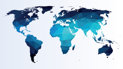 Polygonal wopld map. Colourfull low-poly map
