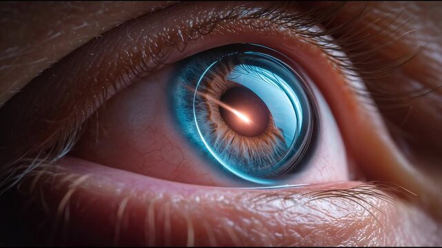 Close-up view of a human eye showcasing intricate details and colors.