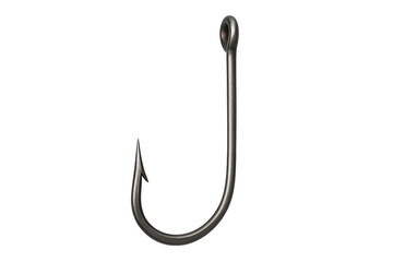 Shiny metal fishing hook on transparent background