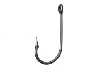 Shiny metal fishing hook on transparent background