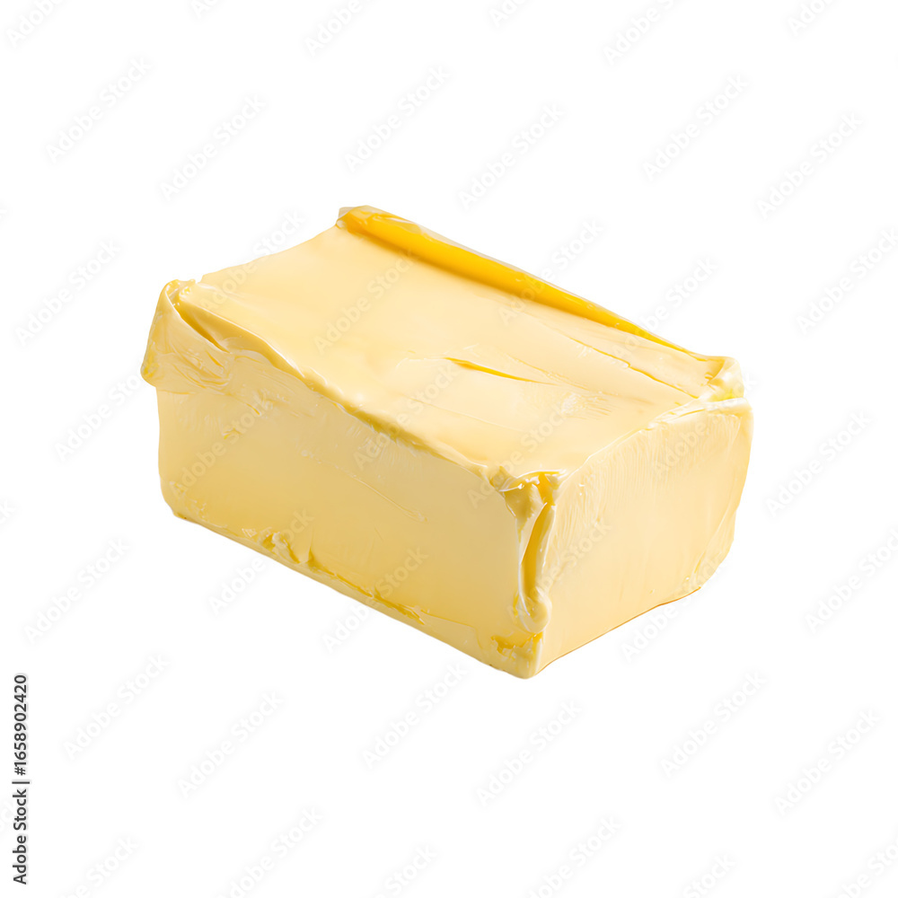Poster a block of yellow butter perfect for baking or spreading on toast sits against a stark black backgro
