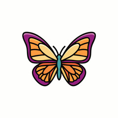 A beautifully illustrated butterfly showcases its vibrant purple, orange, and yellow wings, symbolizing nature's delicate beauty and the joy of spring.
