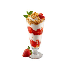 Delicious Strawberry Yogurt Parfait with Granola and Mint