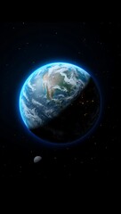 Obraz premium Stunning View of Planet Earth from Deep Space Illuminated by Sunlight and City Lights
