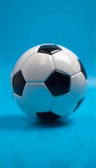 Naklejka premium Generative AI: Soccer Ball on Blue Surface.