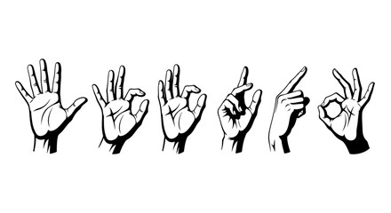 Obraz premium Set of hand gestures and signs isolated on white background