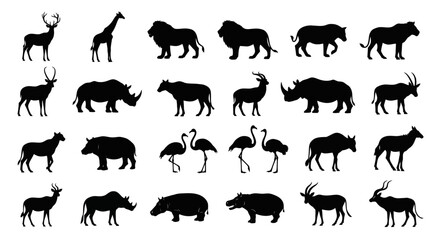 Naklejka premium Collection of animal silhouettes isolated on white background