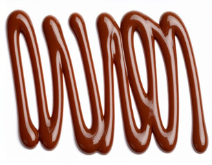 Swirling Chocolate Sauce on White Background, Glossy and Delicious Texture.