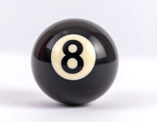 Close-up of a black billiard ball with the number eight