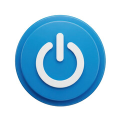 3d power button icon with blue circular interface and minimalist design transparent background