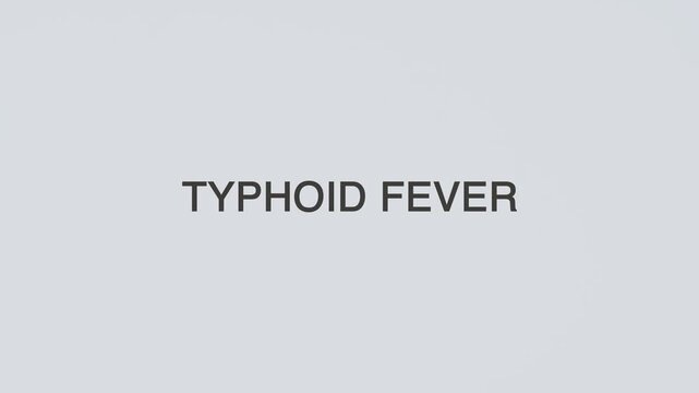 Typhoid fever concept word hand holding stethoscope on white background for infection monitoring, diagnosis, treatment, prevention, wellness, and infectious disease awareness