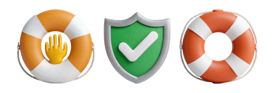 Life Ring and Shield Symbol Isolated on Transparent Background - Powered by Adobe