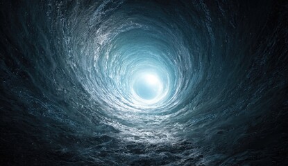 A swirling vortex of dark water leading to light