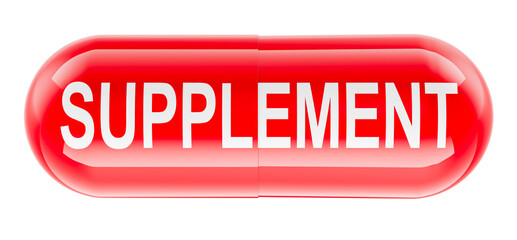 Supplement, medical capsule pill. 3D rendering