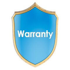 Warranty, blue shield. 3D rendering