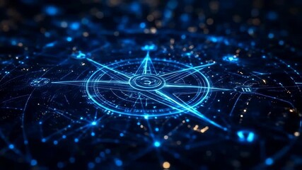 Futuristic Digital Compass Navigating a Glowing Network of Global Connections and Data - Powered by Adobe