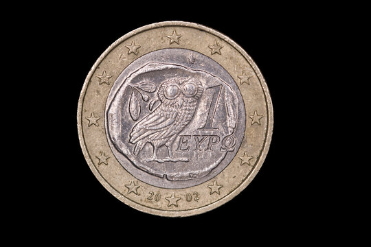 Grieschiche 1-Euro M&uuml;nze 4-Drachmen mit Steinkauz